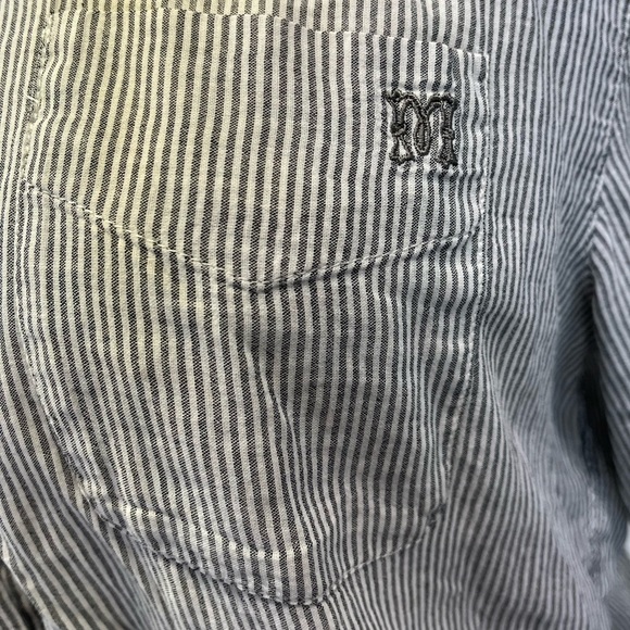 Maje Gray & White Striped 100% Cotton Button Down Long Sleeve Top Sz. 1 (S) - Picture 5 of 8